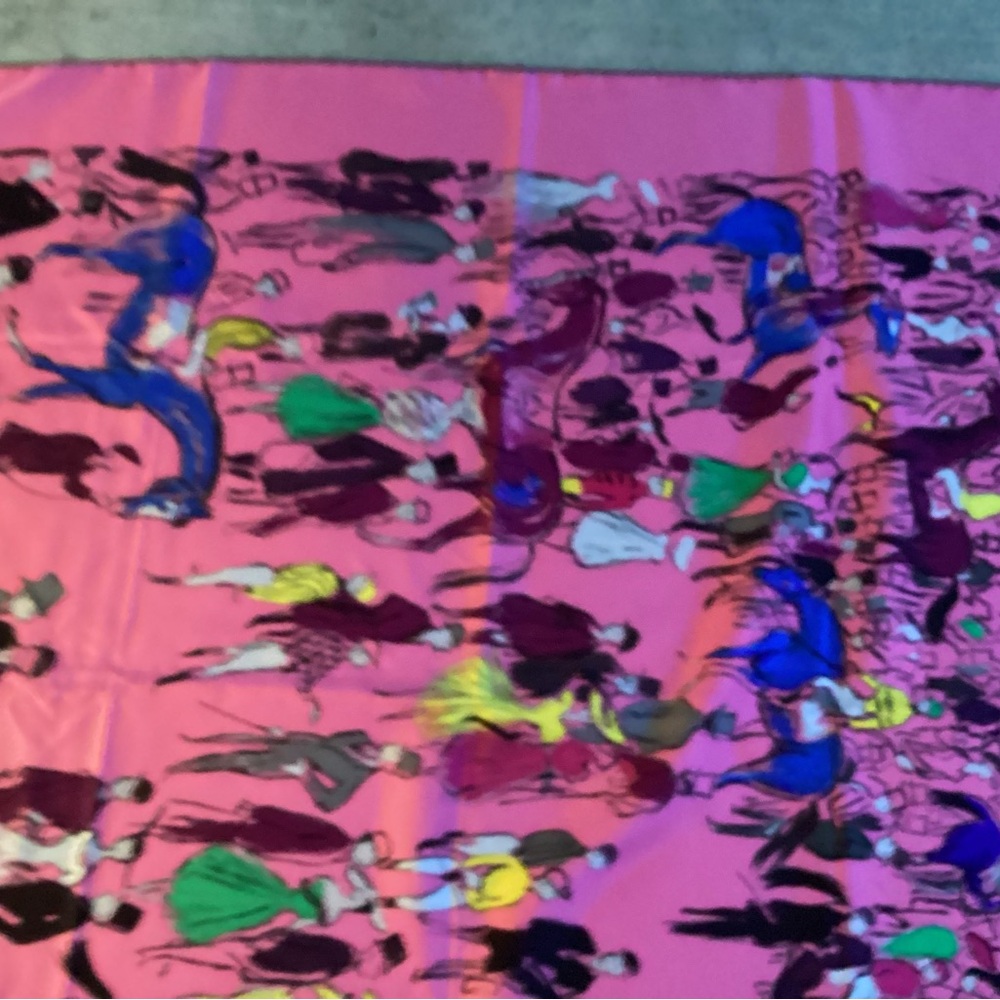 Hermes “Paddock”Pink and Purple Patterned Scarf
